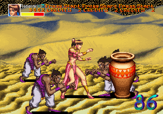 Arabian Fight (Arcade) screenshot: Fighting in a sand storm.