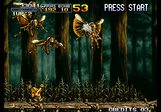 Metal Slug 3 (Arcade) screenshot: Giant insects.