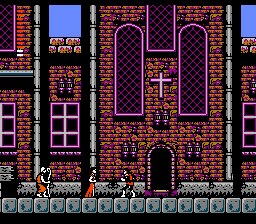 Castlevania II: Simon's Quest (NES) screenshot: In front of the church, beautiful women stroll...
