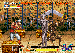Arabian Fight (Arcade) screenshot: A boss to defeat.