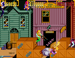Sunset Riders (Arcade) screenshot: Die, bastard!