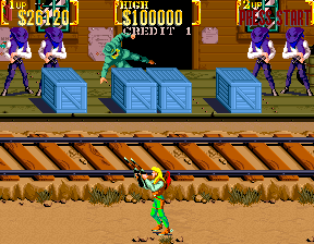 Sunset Riders (Arcade) screenshot: Second boss fight