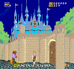 Captain Silver (Arcade) screenshot: Rescue a princess.