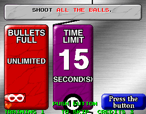 Point Blank (Arcade) screenshot: Bullets and time limit.