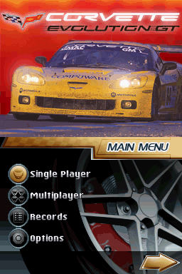 Corvette Evolution GT (Nintendo DS) screenshot: Title Screen / Main Menu