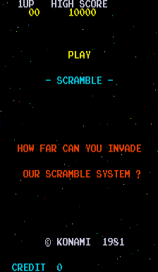 Scramble (Arcade) screenshot: Start Screen.