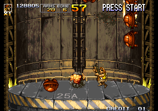 Metal Slug 5 (Arcade) screenshot: Shoot them shells.