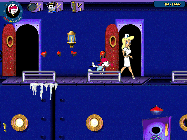 Animaniacs: A Gigantic Adventure (Windows) screenshot: It's good to see the nurse being useful to our character.