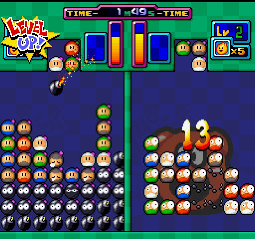 Bomberman: Panic Bomber (FM Towns) screenshot: Level up!