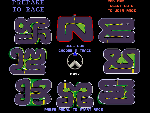 Championship Sprint (Arcade) screenshot: Track Selection.