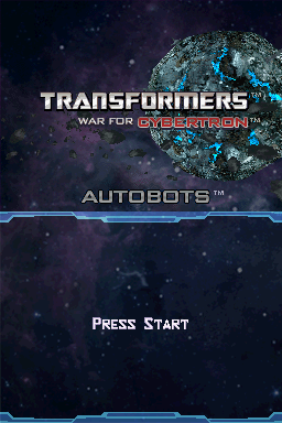Transformers: War for Cybertron - Autobots (Nintendo DS) screenshot: Title screen.