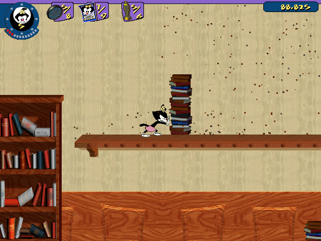 Animaniacs: A Gigantic Adventure (Windows) screenshot: Sometimes, you may need to move some objects to reach some of the hidden items.