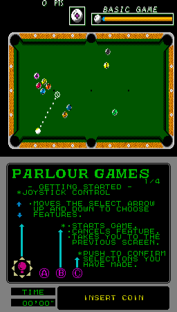 Parlour Games (Arcade) screenshot: Lining up the next shot.