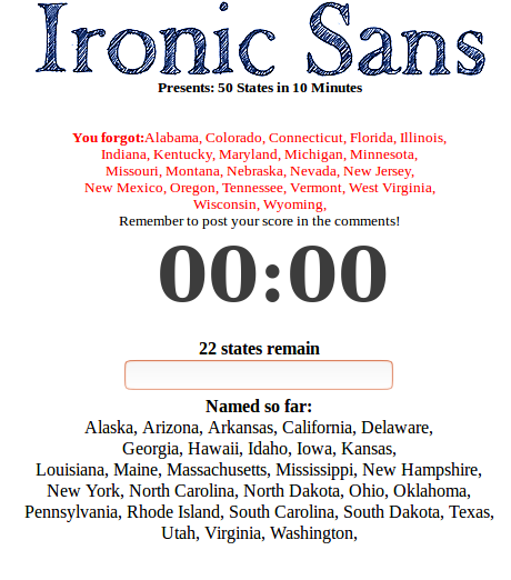 Screenshot Of 50 States In 10 Minutes Browser 2007 MobyGames Screenshot Of 50 States In 10 Minutes Browser 2007 MobyGames
