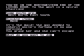The Deadly Game (Atari 8-bit) screenshot: I Apprehend the Maid