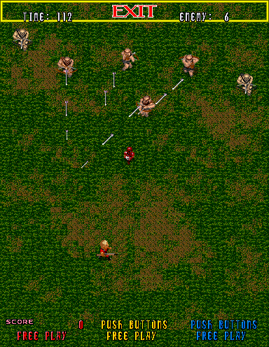 Gain Ground (Arcade) screenshot: Shoot the men.