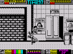 Double Dragon II: The Revenge (ZX Spectrum) screenshot: Level 2 - acrobatic show