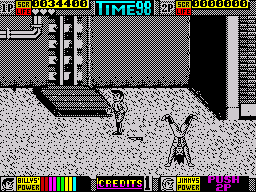Double Dragon II: The Revenge (ZX Spectrum) screenshot: Level 3 - head standing