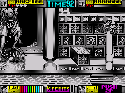 Double Dragon II: The Revenge (ZX Spectrum) screenshot: ump over the extending obstacle