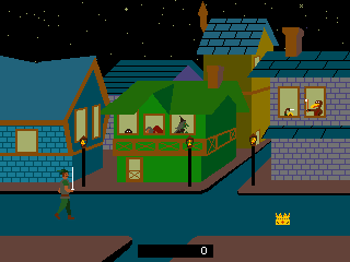 Crossbow (Arcade) screenshot: Town in night