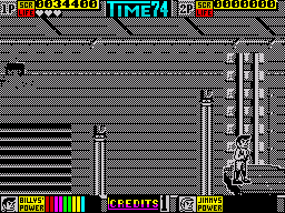 Double Dragon II: The Revenge (ZX Spectrum) screenshot: On the elevator to the next level