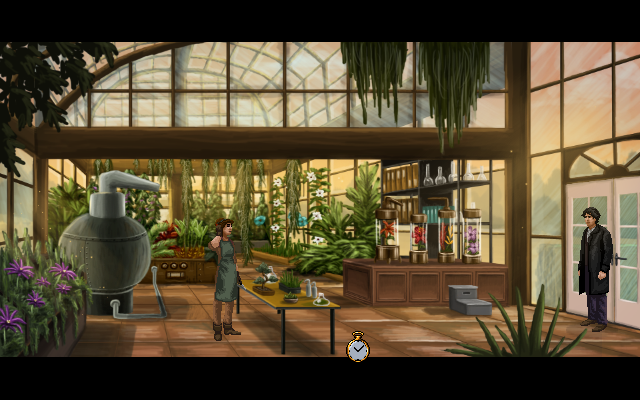 Lamplight City (Windows) screenshot: Case 1. The university greenhouse.