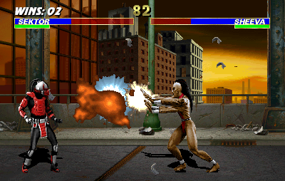 Mortal Kombat 3 (Arcade) screenshot: Sheeva uses 4 hands to magic attack