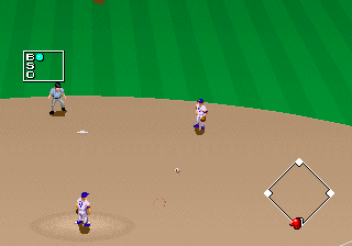 Clutch Hitter (Arcade) screenshot: Straight towards the fielder.