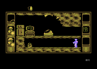 SOS Saturn (Atari 8-bit) screenshot: Flame thrower