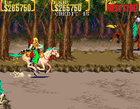 Sunset Riders (Arcade) screenshot: Ride in forest