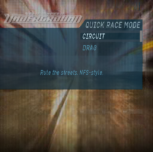 Need for Speed: Underground (PlayStation 2) screenshot: Demo version. Only two races available, Circuit and Drag