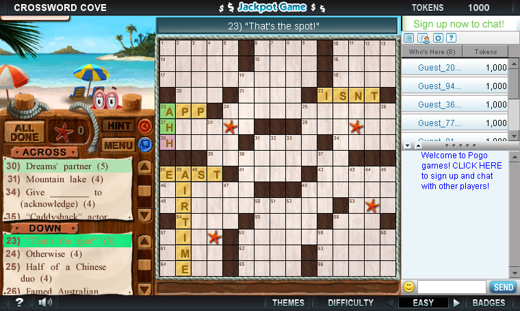 Crossword Cove (Browser) screenshot: Ooh!