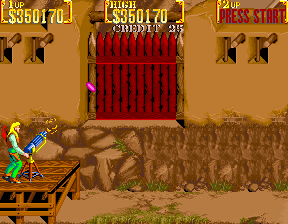Sunset Riders (Arcade) screenshot: Gatling gun