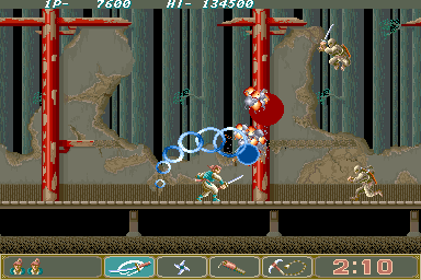 Ninja Spirit (Arcade) screenshot: Your sword is mor powerful.