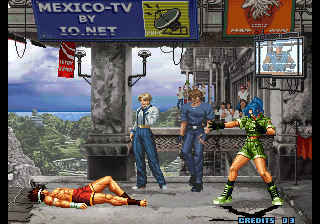 The King of Fighters 2002: Challenge to Ultimate Battle (Arcade) screenshot: She knocked you down.