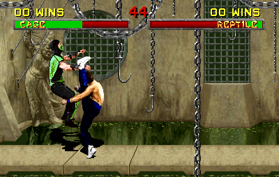 Mortal Kombat II (Arcade) screenshot: Cage has a good ability to kicking