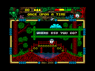 Dizzy and the Other Side (Windows) screenshot: Intro - Dizzy was just having a conversation with Denzil...