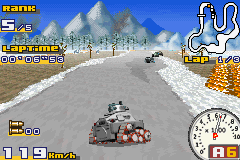 Gadget Racers (Game Boy Advance) screenshot: Tank's drift