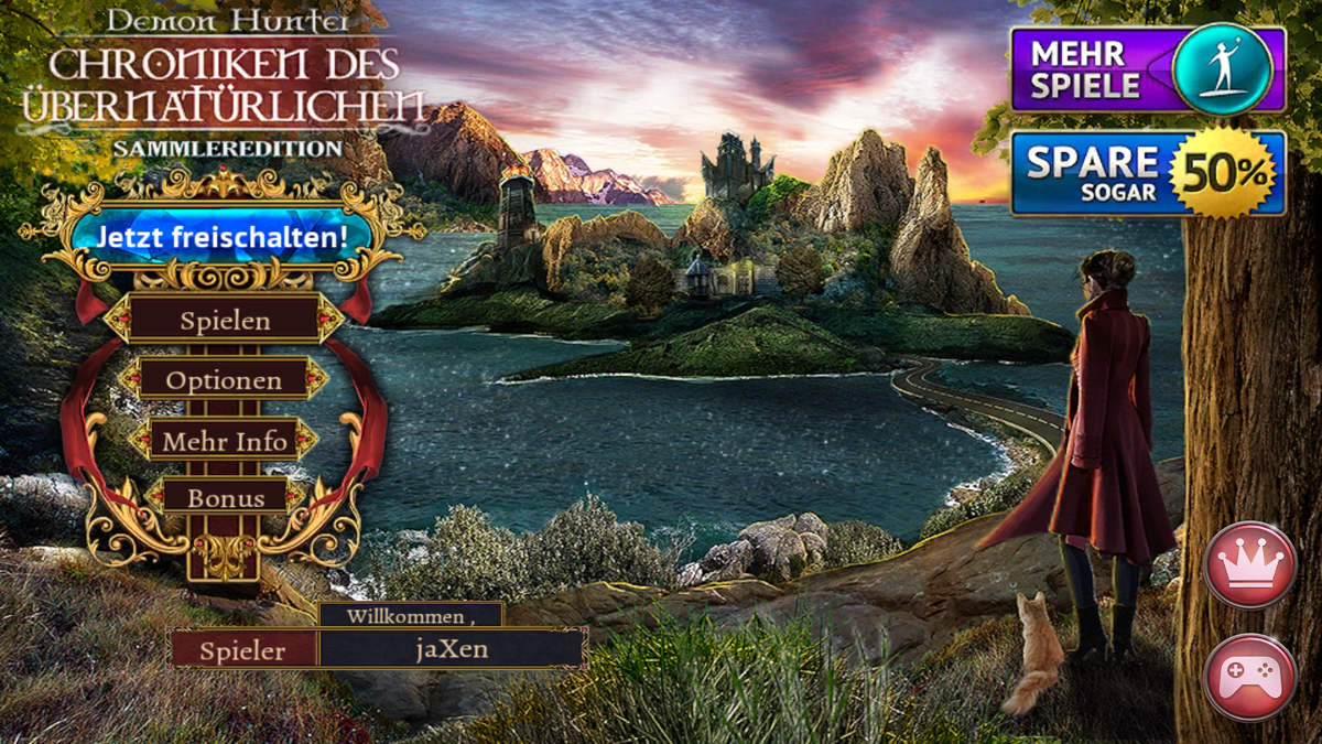Demon Hunter: Chronicles from Beyond (Collector's Edition) (Android) screenshot: Title Screen / Main Menu