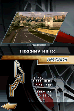 Corvette Evolution GT (Nintendo DS) screenshot: Lap Times - Tuscany Hills