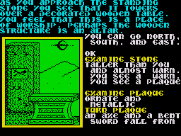 Souls of Darkon (ZX Spectrum) screenshot: The carving switch has in turn allowed you to move the plaque which yields a bent Sword and an Axe.