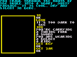 Souls of Darkon (ZX Spectrum) screenshot: The game designer forgot to hide these items as despite not being able to see anything they are still pocketable.