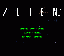 Alien³ (SNES) screenshot: Main menu