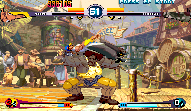 Street Fighter III: 2nd Impact - Giant Attack (Arcade) screenshot: That move looks like it could hurt.