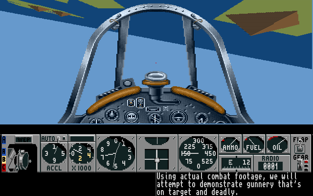 Air Warrior (Amiga) screenshot: Here, the recorded chat log is used to instruct the player
