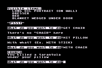 The Deadly Game (Atari 8-bit) screenshot: Tarantula Smashed