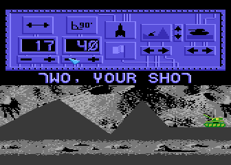 T-34: The Battle (Atari 8-bit) screenshot: Fifth duel - winning tank starts the duel