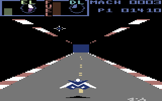 Warp! (Commodore 64) screenshot: Turning into the jet fighter
