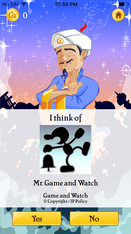 Akinator (iPhone) screenshot: That's not the answer I'm looking for, but it IS from a video game....