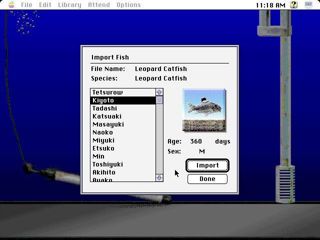 Aquazone (Macintosh) screenshot: Adding some fish